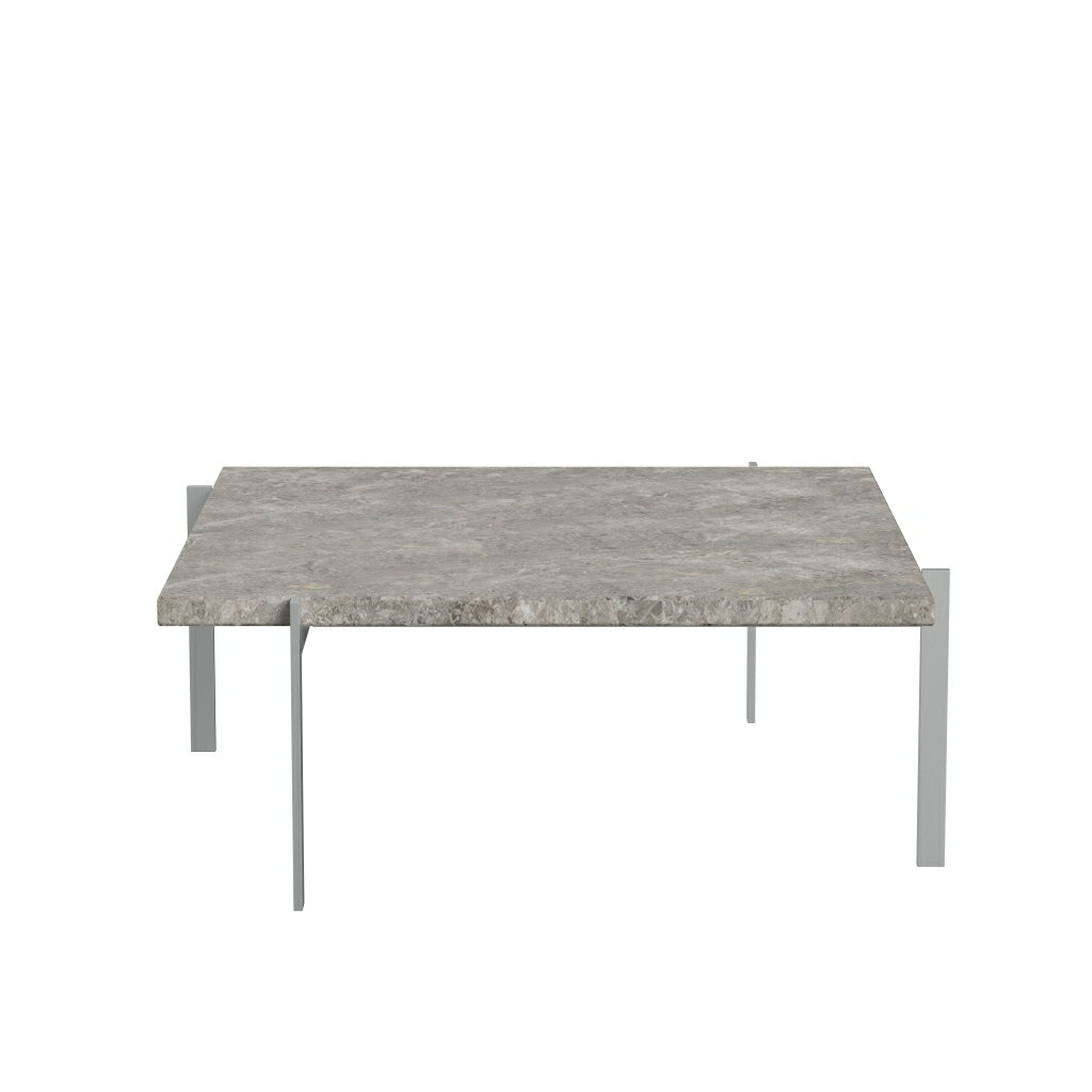 [product_category]-Fritz Hansen Pk61 Coffee Table 80 Cm, Grey Brown Marble-Fritz Hansen-PK61-Stahl-Marmor-Grau-Braun-Matt-FRI-1
