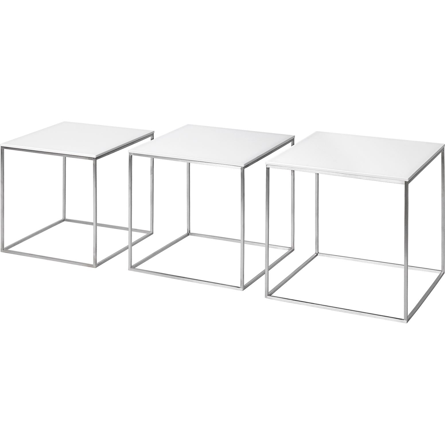 [product_category]-Fritz Hansen Pk71 Set Tables 3 Parts, White-Fritz Hansen-PK71-white-FRI-1