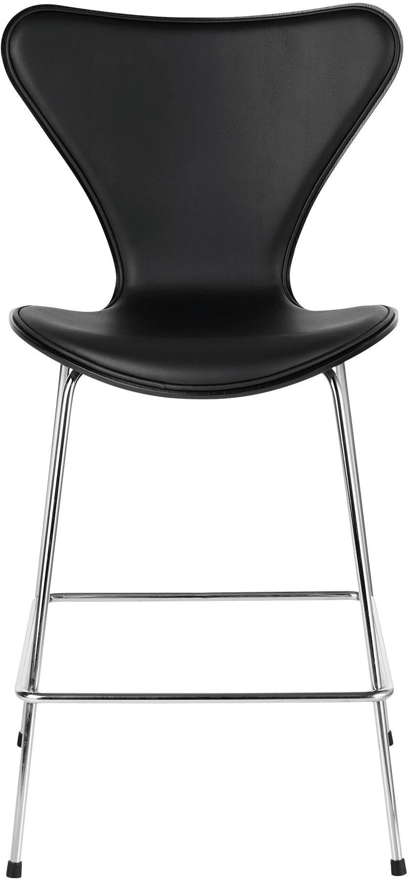 [product_category]-Fritz Hansen Serie 7 Bar Chair Front Upholstery Leather 64 Cm, Black-Fritz Hansen-3187-essential black/frontupholstered-FRI-1