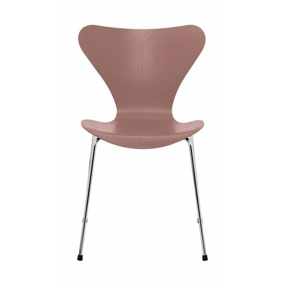 [product_category]-Fritz Hansen Series 7 Chair Colored Ash Wild Rose Bowl, Chromed Steel Base-Fritz Hansen-3107-FARVET-WILD-FORKROMET-FRI-1