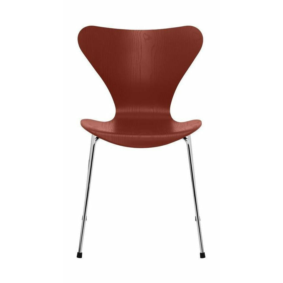[product_category]-Fritz Hansen Series 7 Chair Dyed Ash Venetian Red Shell, Chromed Steel Base-Fritz Hansen-3107-FARVET-VENETIAN-FORKROMET-FRI-1