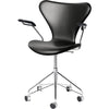 Fritz Hansen Series 7™ Swivel Armchair Full Upholstery Leather, Soft Black