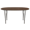 Fritz Hansen Superellipse spisebord brun bronze/valnødfiner med valnød bordkant, 150x100 cm