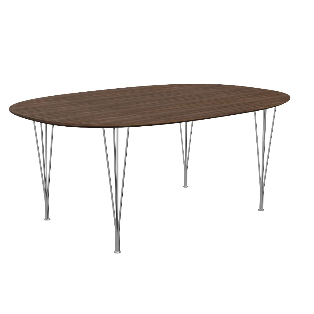 [product_category]-Fritz Hansen Superellipse Dining Table Chrome/Walnut Veneer, 120 X180 Cm-Fritz Hansen-B613-walnut veneer-FRI-1