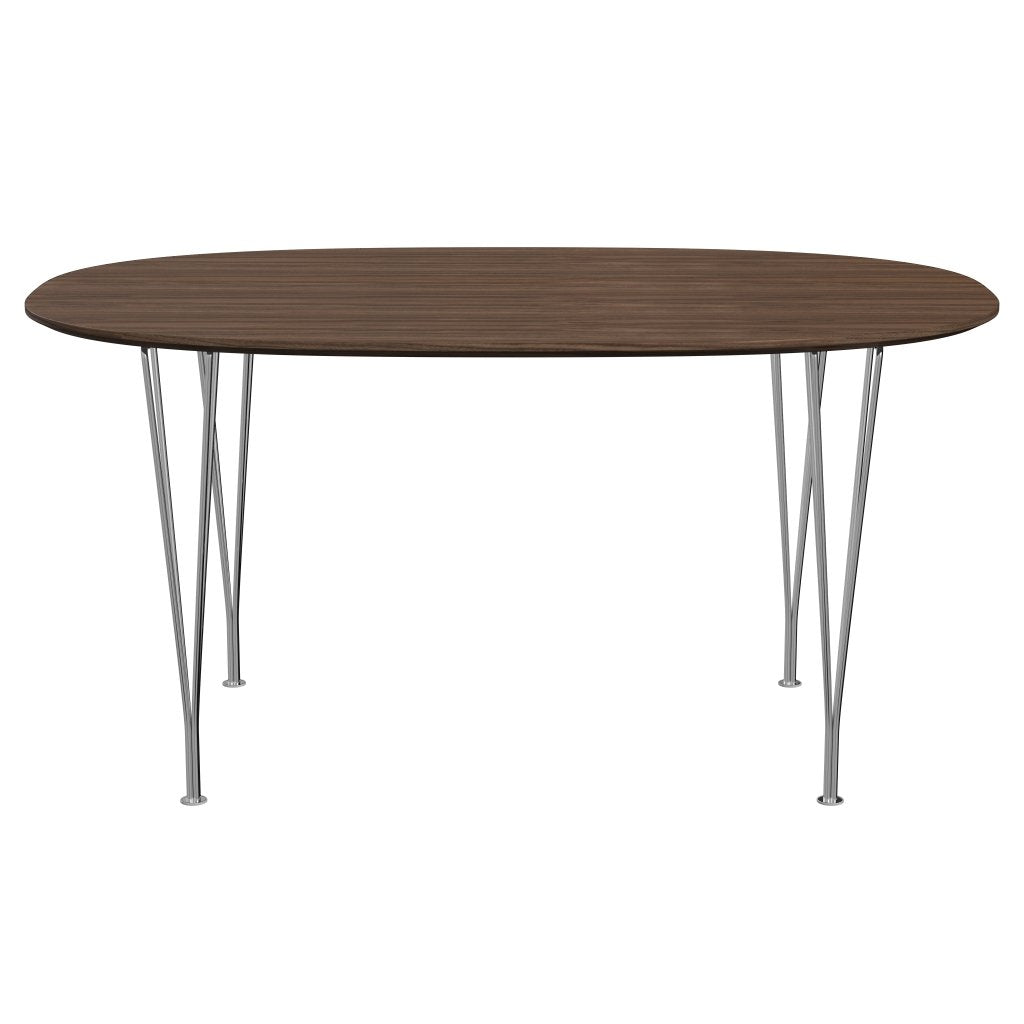 [product_category]-Fritz Hansen Superellipse Dining Table Chrome/Walnut Veneer With Walnut Table Edge, 150x100 Cm-Fritz Hansen-B612-WAL001-WAL001-CST-FRI-1