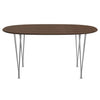 Fritz Hansen Superellipse spisebord Chrome/valnødfiner med valnødbordskant, 150x100 cm