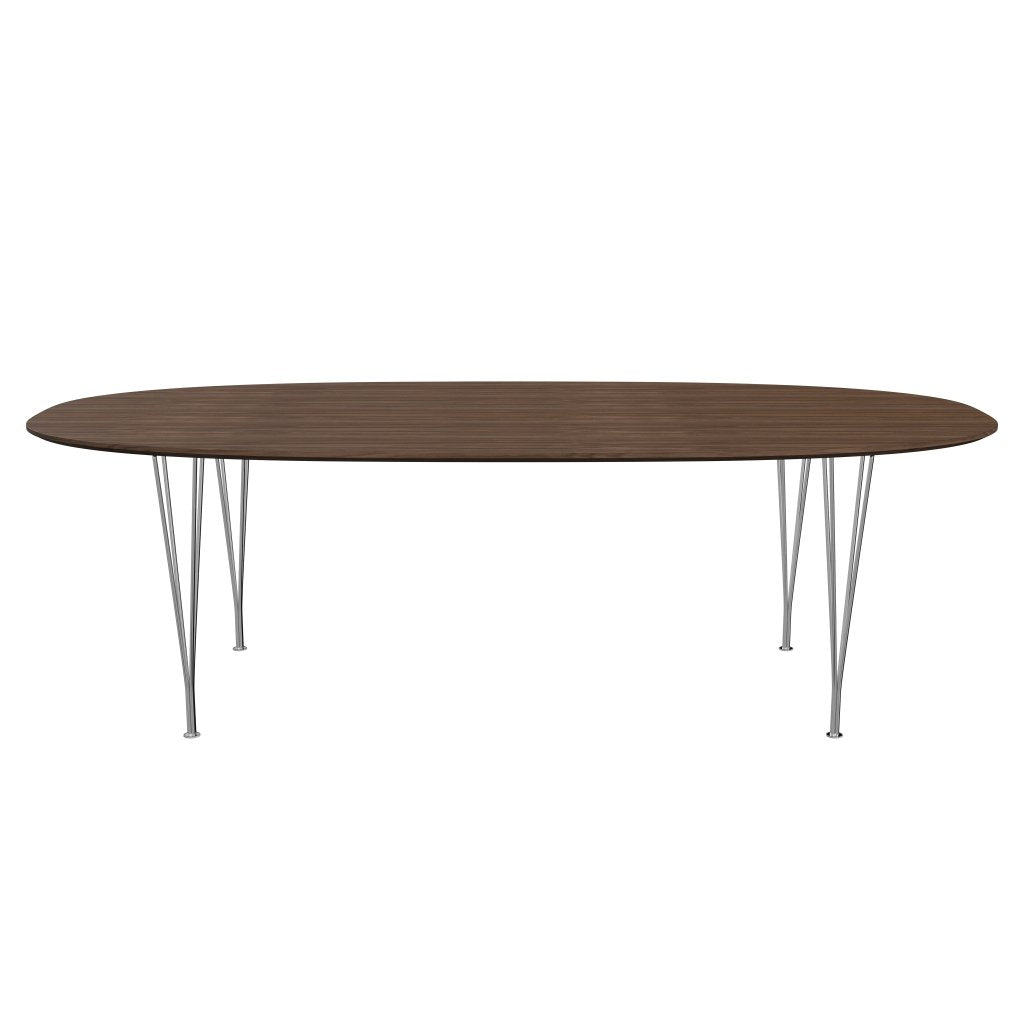 [product_category]-Fritz Hansen Superellipse Dining Table Chrome/Walnut Veneer With Walnut Table Edge, 240x120 Cm-Fritz Hansen-B614-WAL001-WAL001-CST-FRI-1
