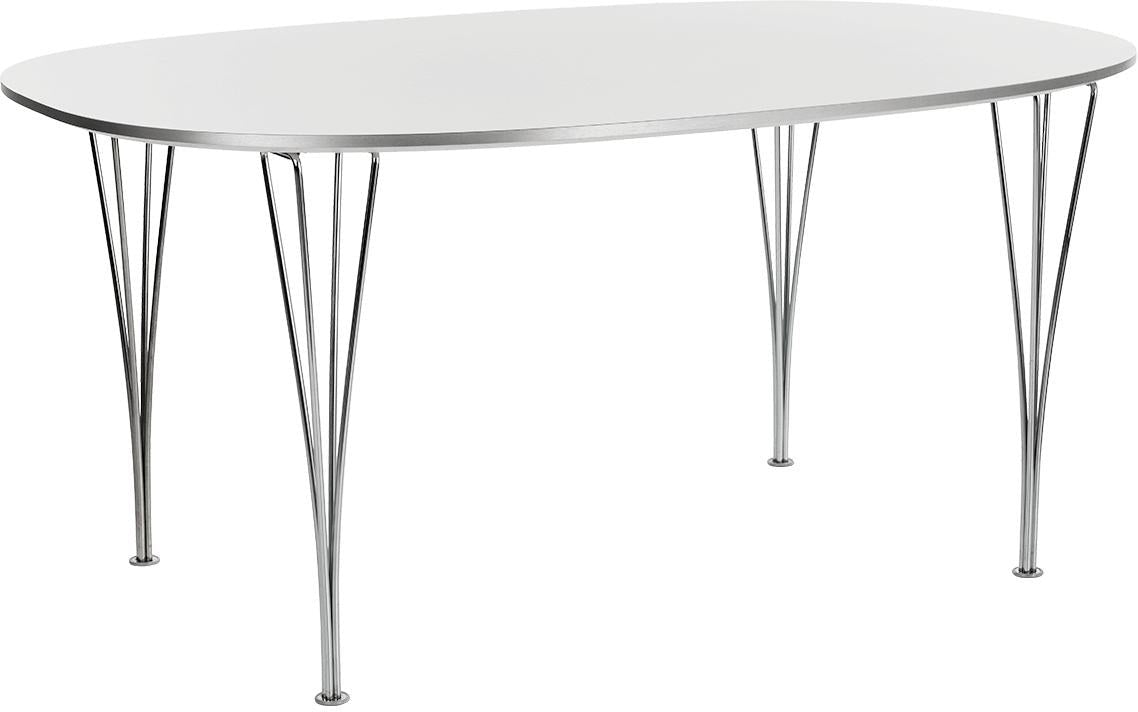 [product_category]-Fritz Hansen Superellipse Dining Table Chrome/White Veneer, 120 X180 Cm-Fritz Hansen-B613-white-FRI-1