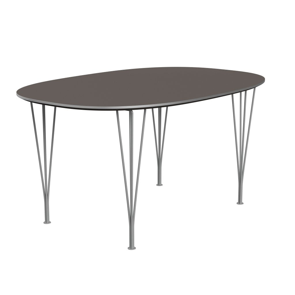 [product_category]-Fritz Hansen Superellipse Dining Table Grey Powder Coated/Grey Fenix Laminates, 150x100 Cm-Fritz Hansen-B612-FXGRL-SPAL-GRBA-FRI-2