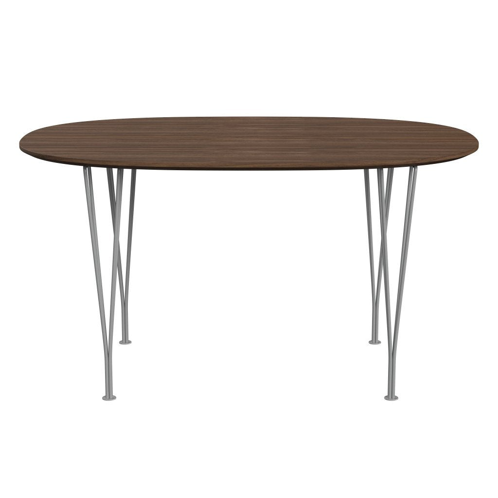 [product_category]-Fritz Hansen Superellipse Dining Table Grey Powder Coated/Walnut Veneer With Walnut Table Edge, 135x90 Cm-Fritz Hansen-B611-WAL001-WAL001-GRBA-FRI-1