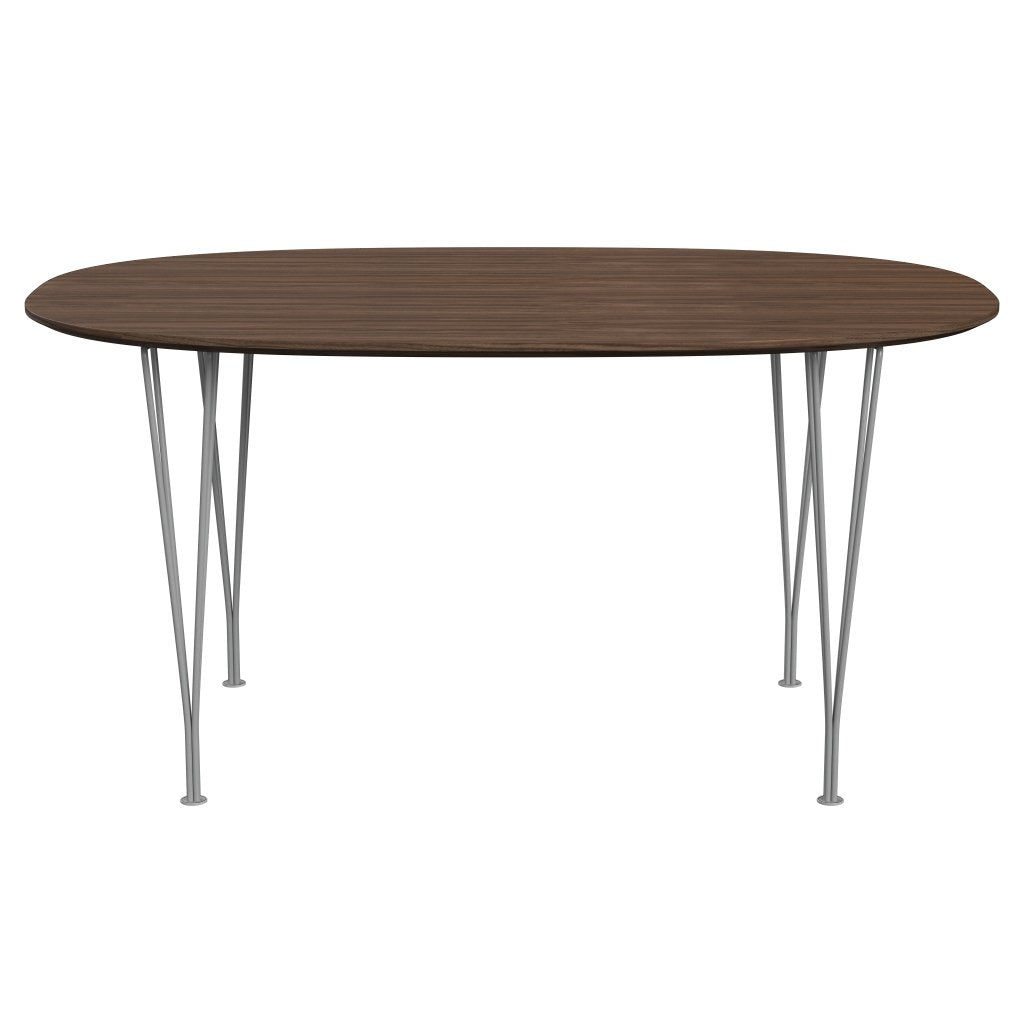 [product_category]-Fritz Hansen Superellipse Dining Table Grey Powder Coated/Walnut Veneer With Walnut Table Edge, 150x100 Cm-Fritz Hansen-B612-WAL001-WAL001-GRBA-FRI-1