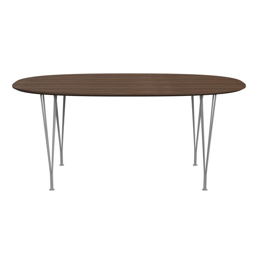 [product_category]-Fritz Hansen Superellipse Dining Table Grey Powder Coated/Walnut Veneer With Walnut Table Edge, 170x100 Cm-Fritz Hansen-B616-WAL001-WAL001-GRBA-FRI-1