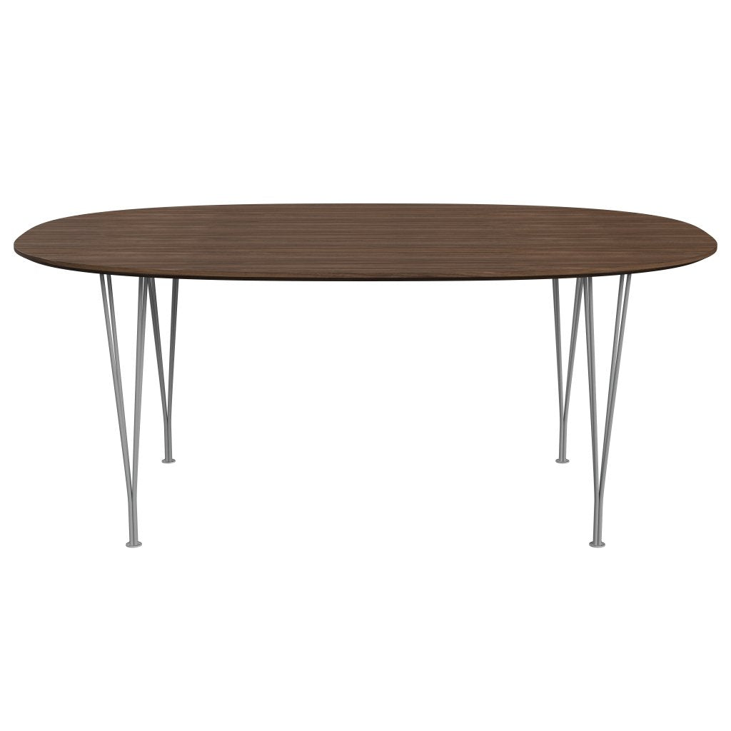 [product_category]-Fritz Hansen Superellipse Dining Table Grey Powder Coated/Walnut Veneer With Walnut Table Edge, 180x120 Cm-Fritz Hansen-B613-WAL001-WAL001-GRBA-FRI-1