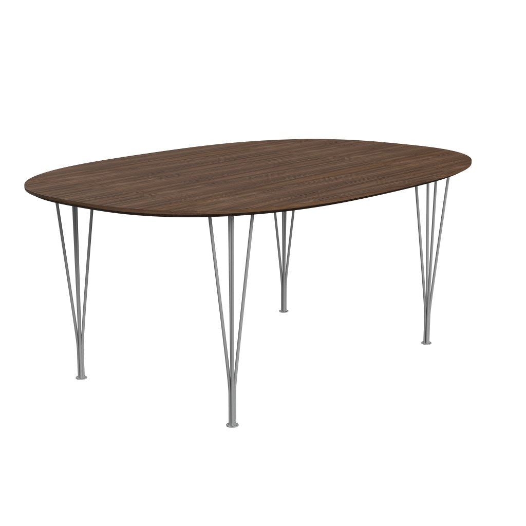 [product_category]-Fritz Hansen Superellipse Dining Table Grey Powder Coated/Walnut Veneer With Walnut Table Edge, 180x120 Cm-Fritz Hansen-B613-WAL001-WAL001-GRBA-FRI-2