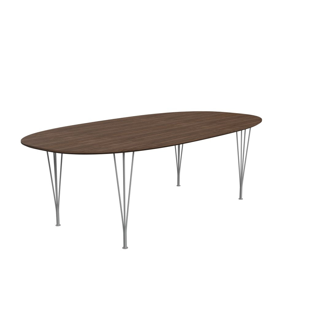 [product_category]-Fritz Hansen Superellipse Dining Table Grey Powder Coated/Walnut Veneer With Walnut Table Edge, 240x120 Cm-Fritz Hansen-B614-WAL001-WAL001-GRBA-FRI-2
