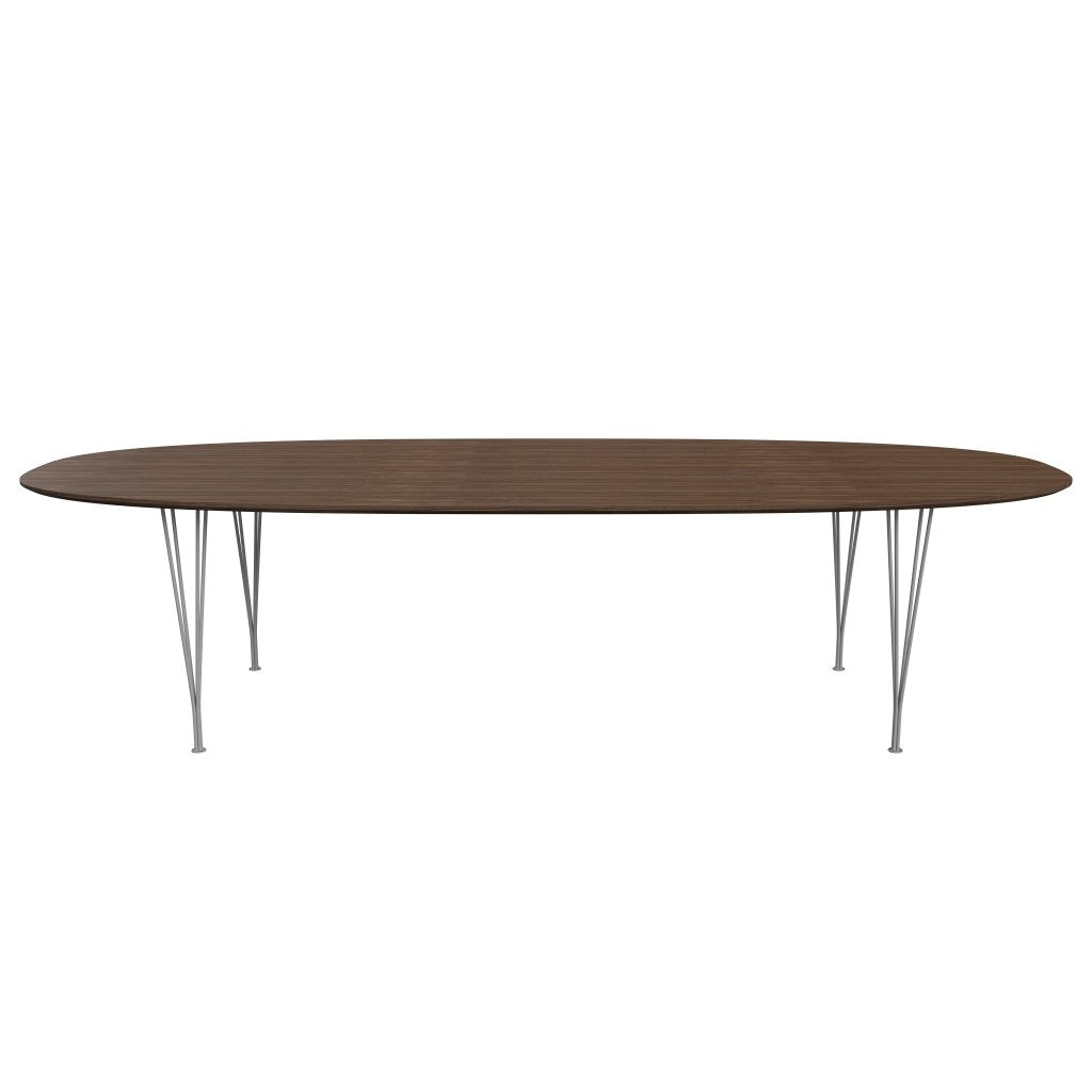 [product_category]-Fritz Hansen Superellipse Dining Table Grey Powder Coated/Walnut Veneer With Walnut Table Edge, 300x130 Cm-Fritz Hansen-B617-WAL001-WAL001-GRBA-FRI-1