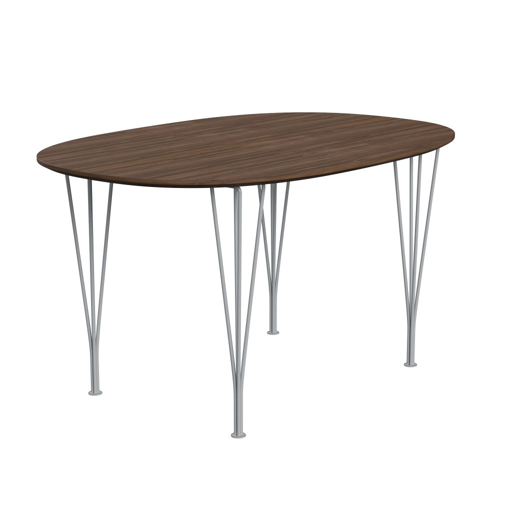 [product_category]-Fritz Hansen Superellipse Dining Table Silver Grey/Walnut Veneer With Walnut Table Edge, 135x90 Cm-Fritz Hansen-B611-WAL001-WAL001-SIGREY-FRI-2