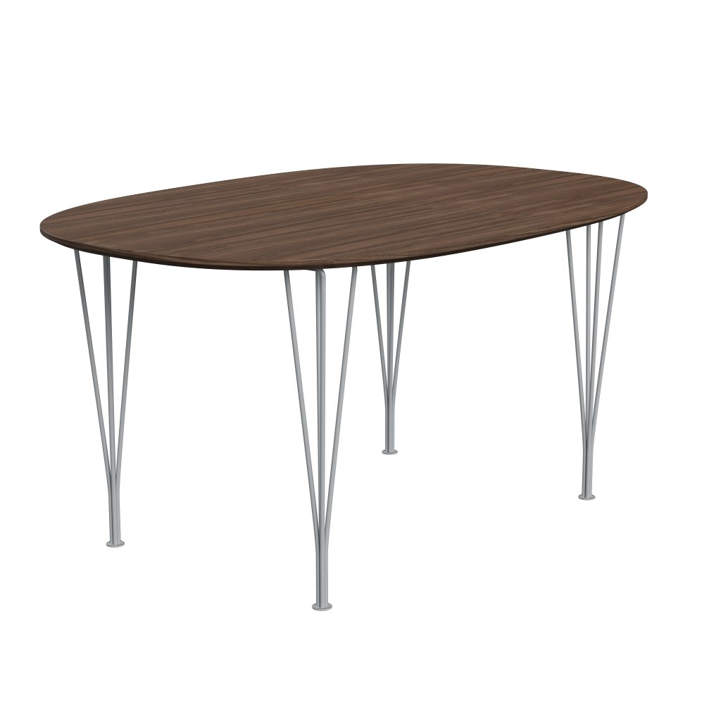 [product_category]-Fritz Hansen Superellipse Dining Table Silver Grey/Walnut Veneer With Walnut Table Edge, 150x100 Cm-Fritz Hansen-B612-WAL001-WAL001-SIGREY-FRI-2