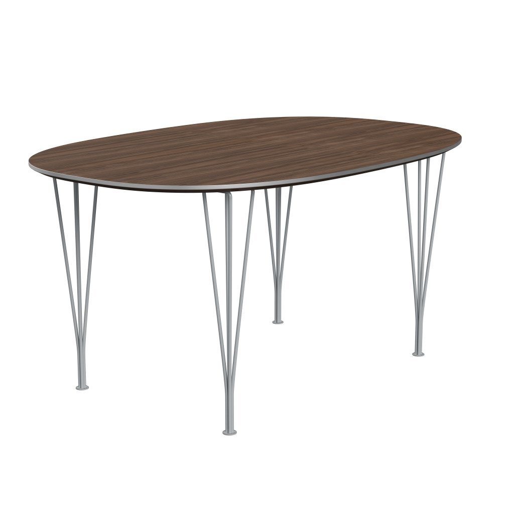 [product_category]-Fritz Hansen Superellipse Dining Table Silvergrey/Walnut Veneer, 150x100 Cm-Fritz Hansen-B612-WAL001-SPAL-SIGREY-FRI-2