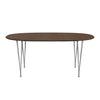 Fritz Hansen Superellipse™ Extendable Table Grey Powder Coated/Walnut Veneer With Walnut Table Edge, 270x100 Cm