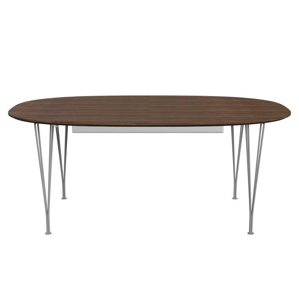 [product_category]-Fritz Hansen Superellipse Extendable Table Grey Powder Coated/Walnut Veneer With Walnut Table Edge, 300x120 Cm-Fritz Hansen-B619-WAL001-WAL001-GRBA-FRI-1