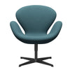  Swan™ Lounge Chair Black Lacquered/Comfort Light Grey/Blue