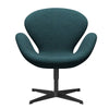 Fritz Hansen Swan™ Lounge Chair, Black Lacquered/Divina Md Turquoise Dark