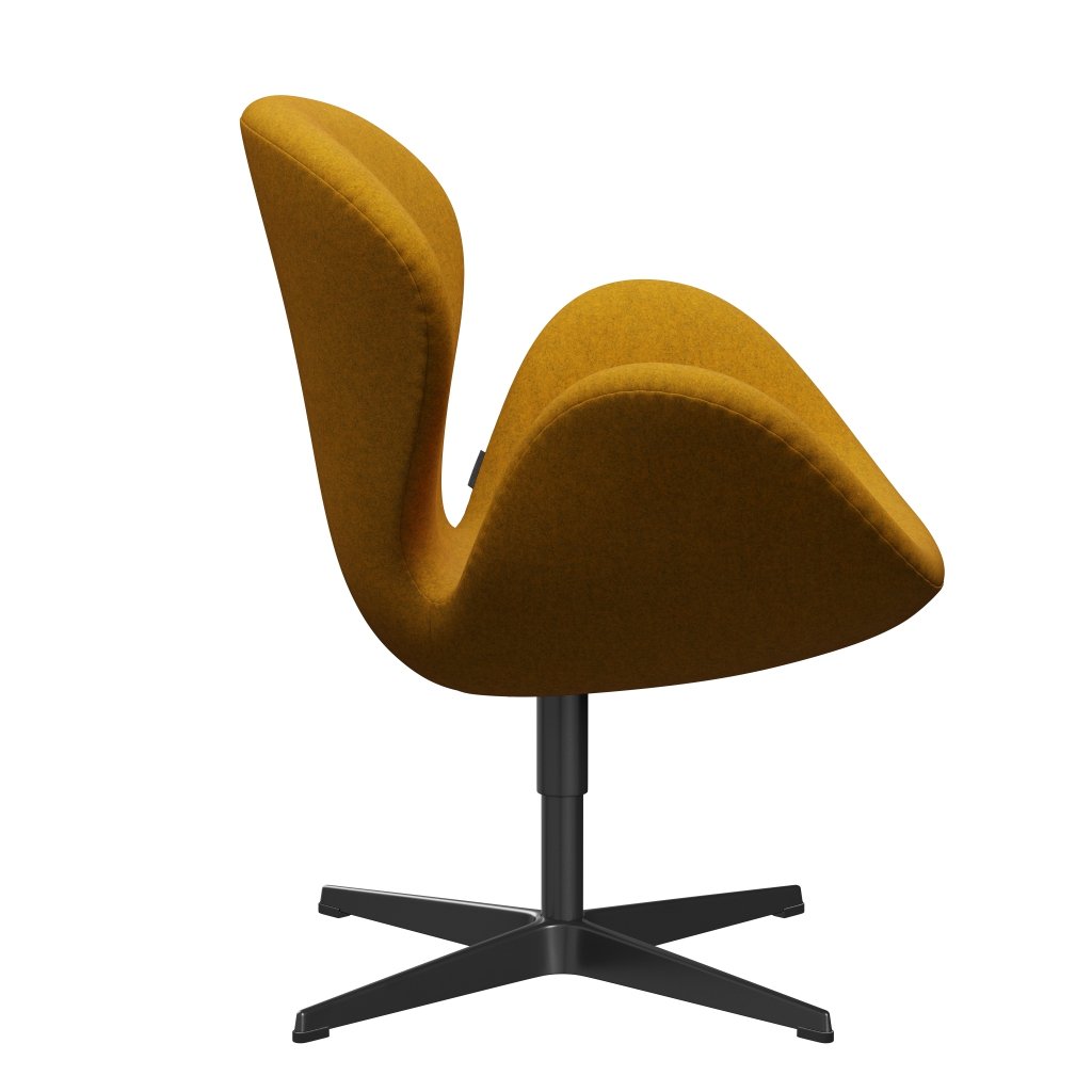 [product_category]-Fritz Hansen Swan Lounge Chair, Black Lacquered/Divina Melange Ochre Yellow-Fritz Hansen-3320-DIM457-BLLA-FRI-3