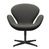 Fritz Hansen Swan™ Lounge Chair, Black Lacquered/Fiord Dark Grey/Stone
