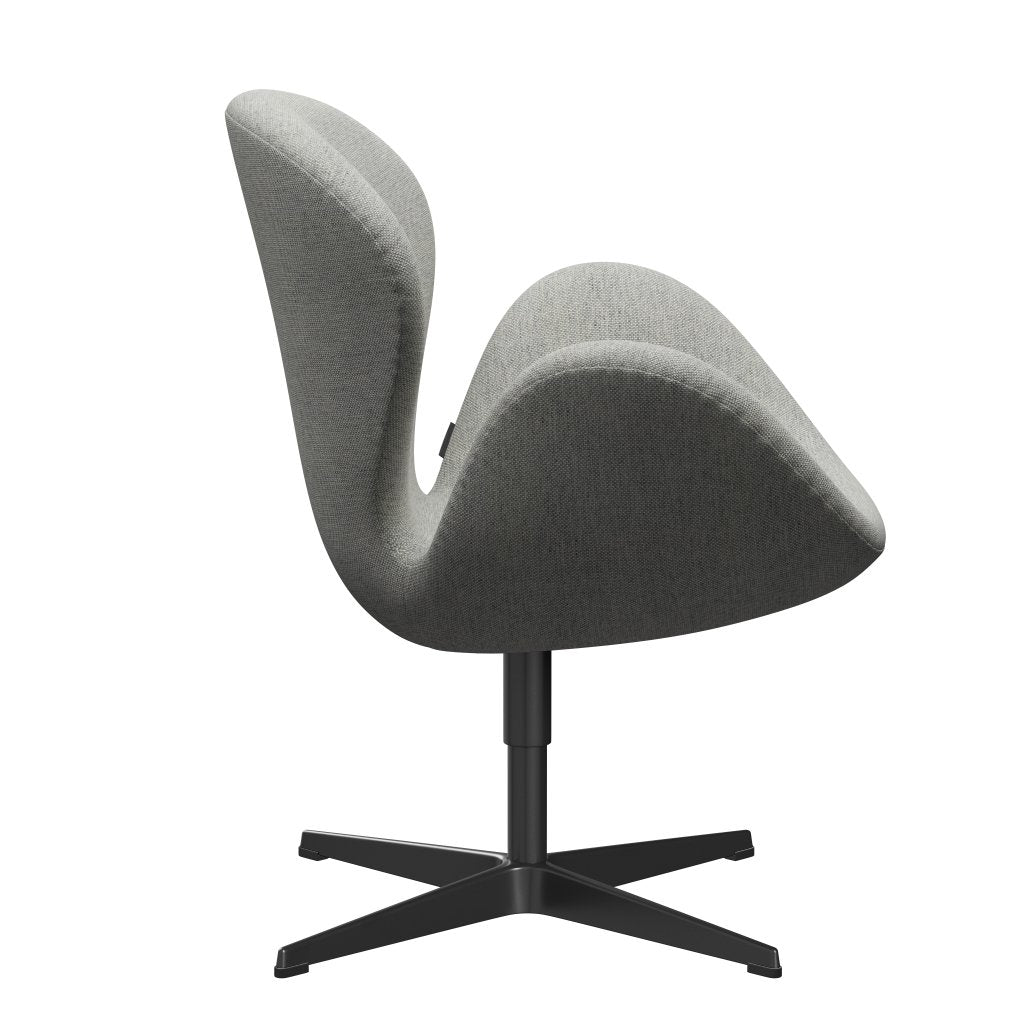 [product_category]-Fritz Hansen Swan Lounge Chair, Black Lacquered/Hallingdal White/Grey-Fritz Hansen-3320-HAL110-BLLA-FRI-3
