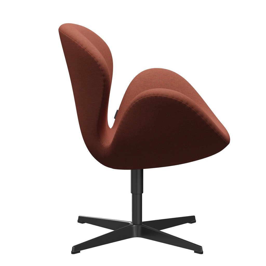 [product_category]-Fritz Hansen Swan Lounge Chair, Black Lacquered/Re Wool Coral Red/Natural-Fritz Hansen-3320-REW558-BLLA-FRI-3