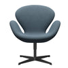 Fritz Hansen Swan™ Lounge Chair, Black Lacquered/Re Wool Natural/Light Blue