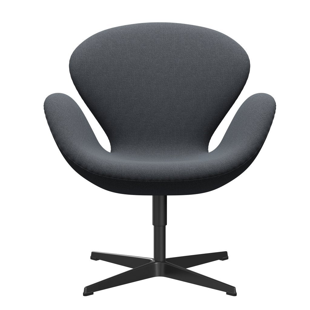 [product_category]-Fritz Hansen Swan Lounge Chair, Black Lacquered/Rime Black/Grey-Fritz Hansen-3320-RIM741-BLLA-FRI-1