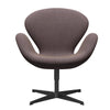 Fritz Hansen Swan™ Lounge Chair, Black Lacquered/Rime Blue/Orange
