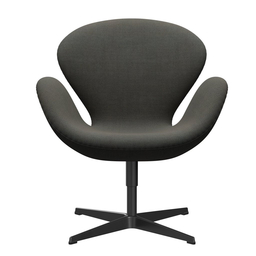 [product_category]-Fritz Hansen Swan Lounge Chair, Black Lacquered/Rime Dark Grey/Khaki-Fritz Hansen-3320-RIM271-BLLA-FRI-1