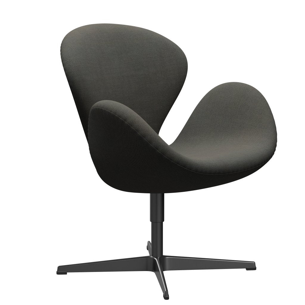[product_category]-Fritz Hansen Swan Lounge Chair, Black Lacquered/Rime Dark Grey/Khaki-Fritz Hansen-3320-RIM271-BLLA-FRI-2