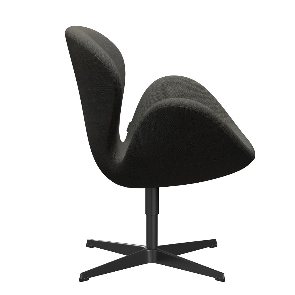 [product_category]-Fritz Hansen Swan Lounge Chair, Black Lacquered/Rime Dark Grey/Khaki-Fritz Hansen-3320-RIM271-BLLA-FRI-3