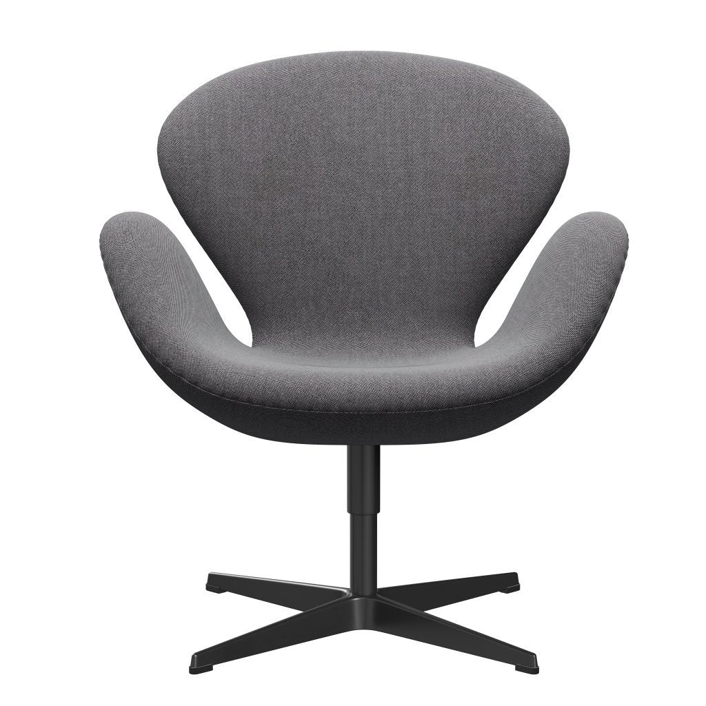[product_category]-Fritz Hansen Swan Lounge Chair, Black Lacquered/Rime Salt & Pepper-Fritz Hansen-3320-RIM151-BLLA-FRI-1