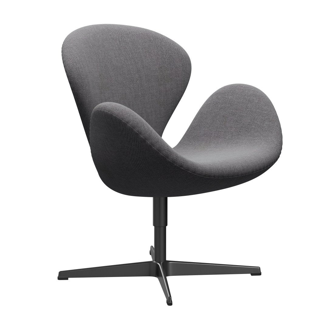 [product_category]-Fritz Hansen Swan Lounge Chair, Black Lacquered/Rime Salt & Pepper-Fritz Hansen-3320-RIM151-BLLA-FRI-2