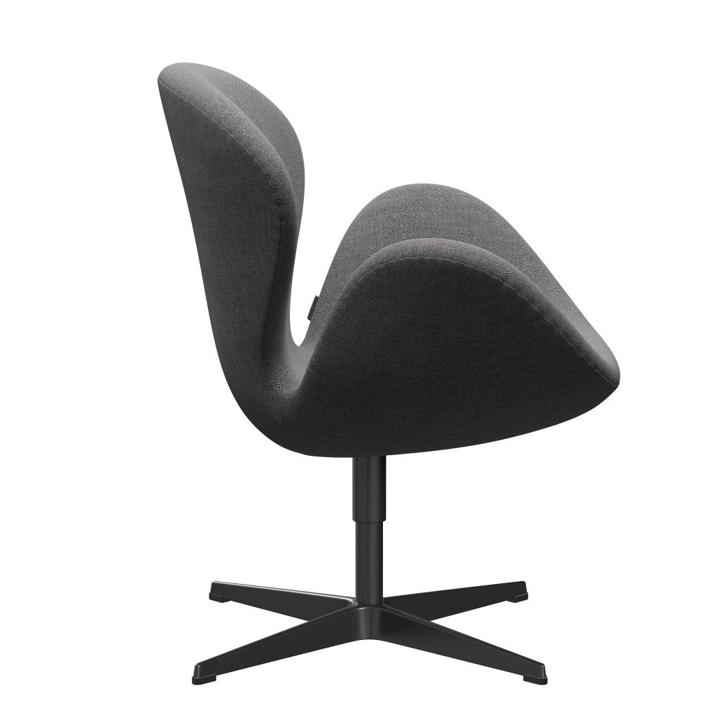 [product_category]-Fritz Hansen Swan Lounge Chair, Black Lacquered/Rime Salt & Pepper-Fritz Hansen-3320-RIM151-BLLA-FRI-3