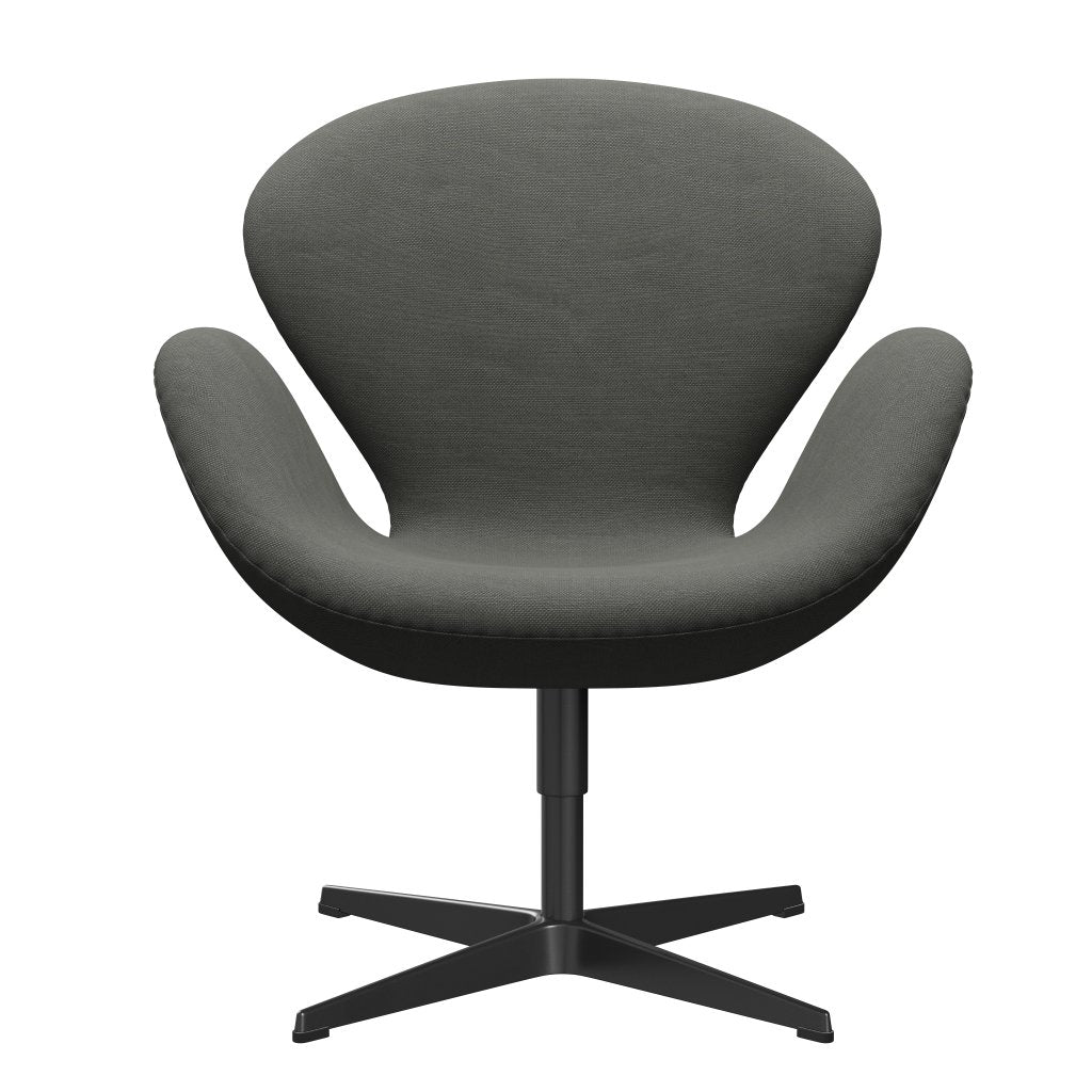 [product_category]-Fritz Hansen Swan Lounge Chair, Black Lacquered/Steelcut Grey-Fritz Hansen-3320-STI160-BLLA-FRI-1