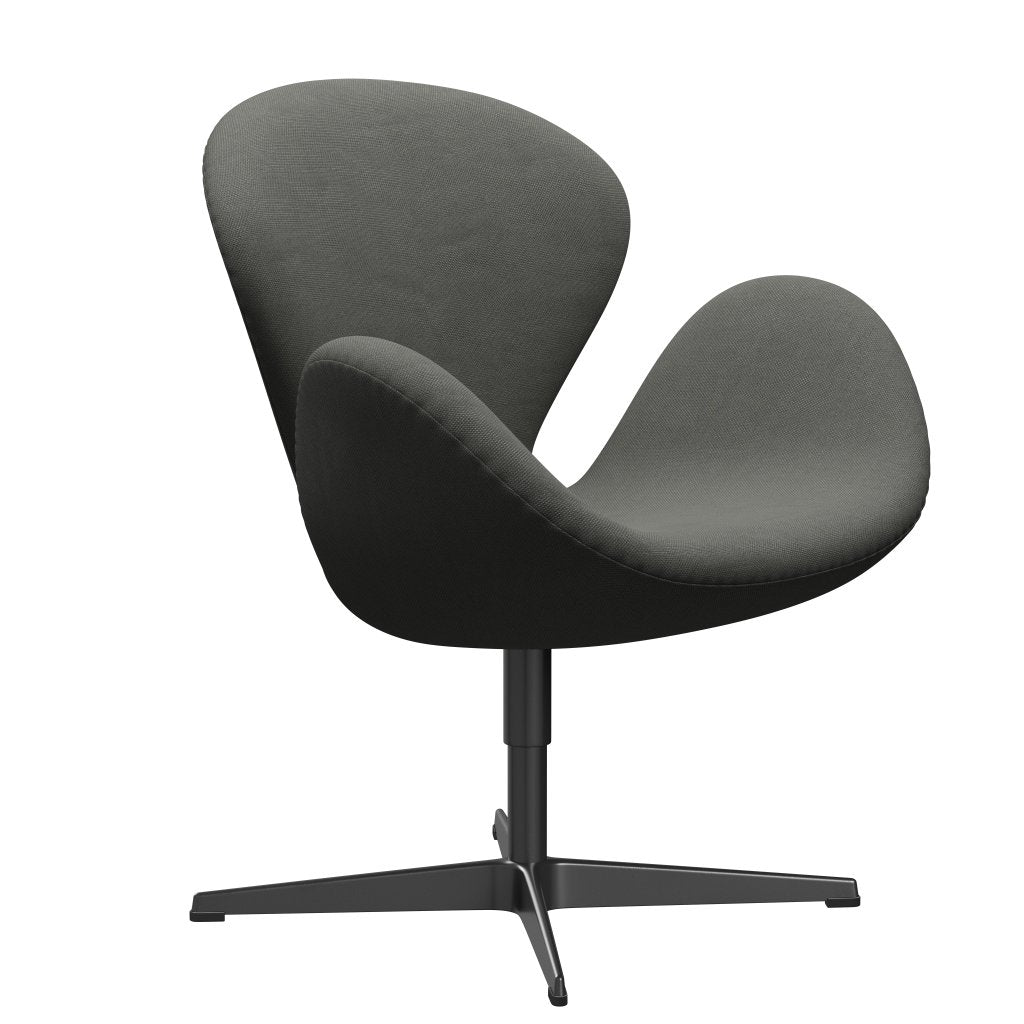 [product_category]-Fritz Hansen Swan Lounge Chair, Black Lacquered/Steelcut Grey-Fritz Hansen-3320-STI160-BLLA-FRI-2