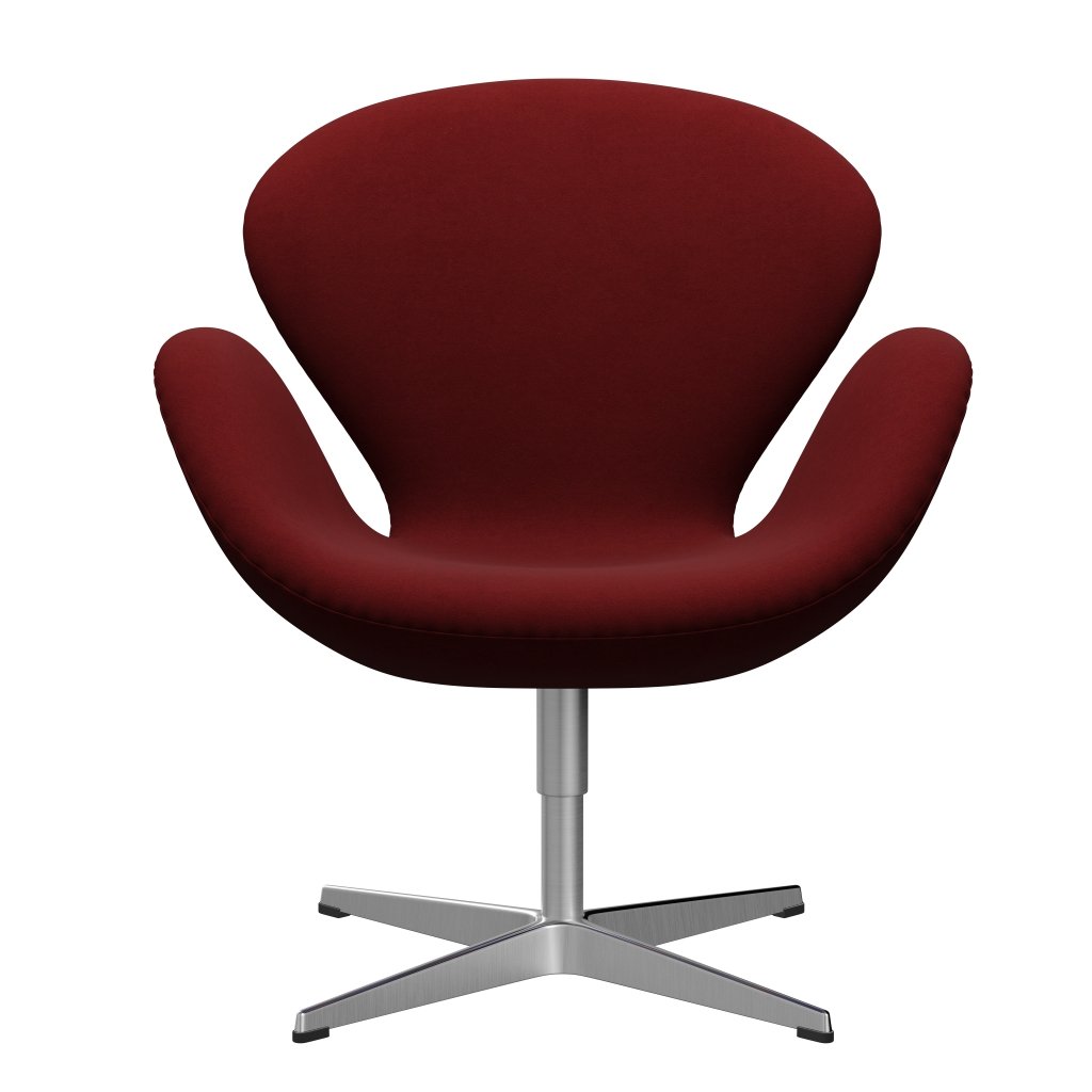 [product_category]-Fritz Hansen Swan Lounge Chair, Satin Brushed Aluminium/Comfort Dark Red (01153)-Fritz Hansen-3320-C01153-SPAL-FRI-1