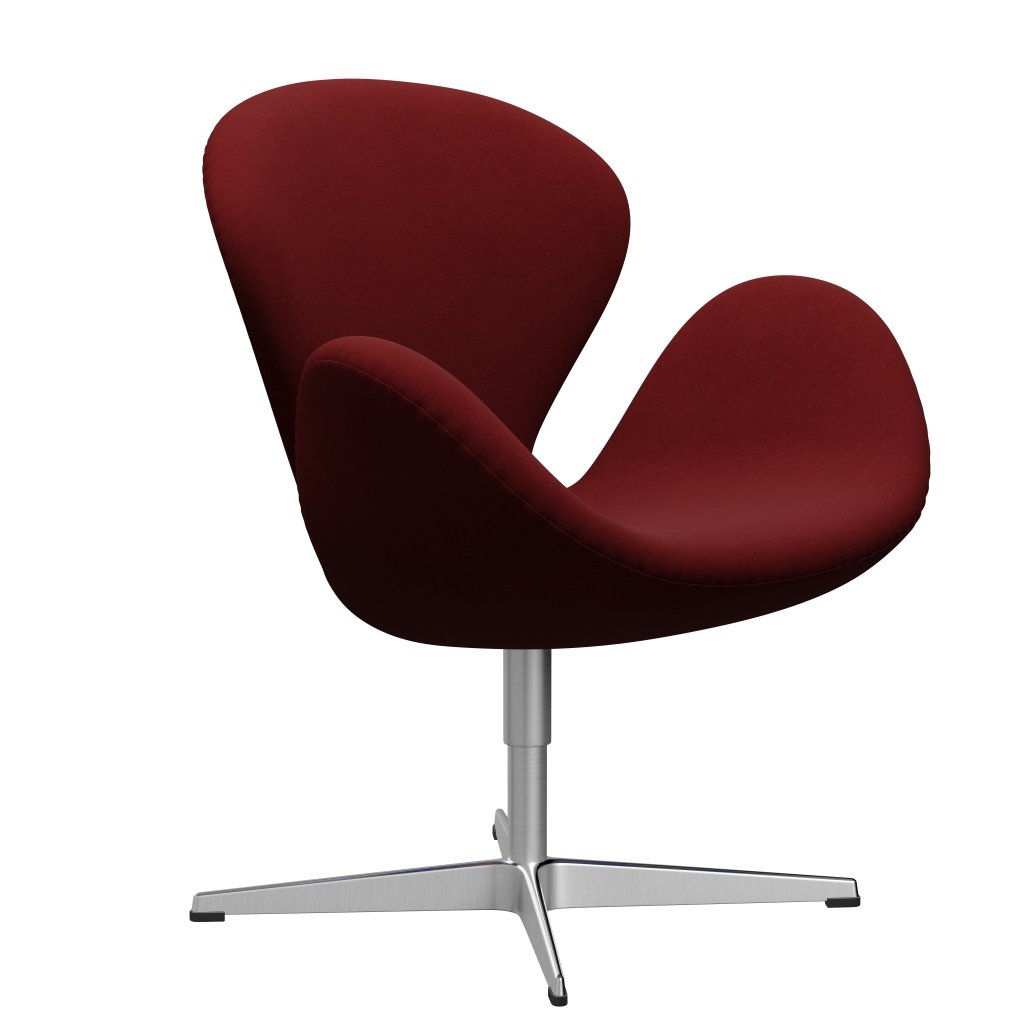 [product_category]-Fritz Hansen Swan Lounge Chair, Satin Brushed Aluminium/Comfort Dark Red (01153)-Fritz Hansen-3320-C01153-SPAL-FRI-2