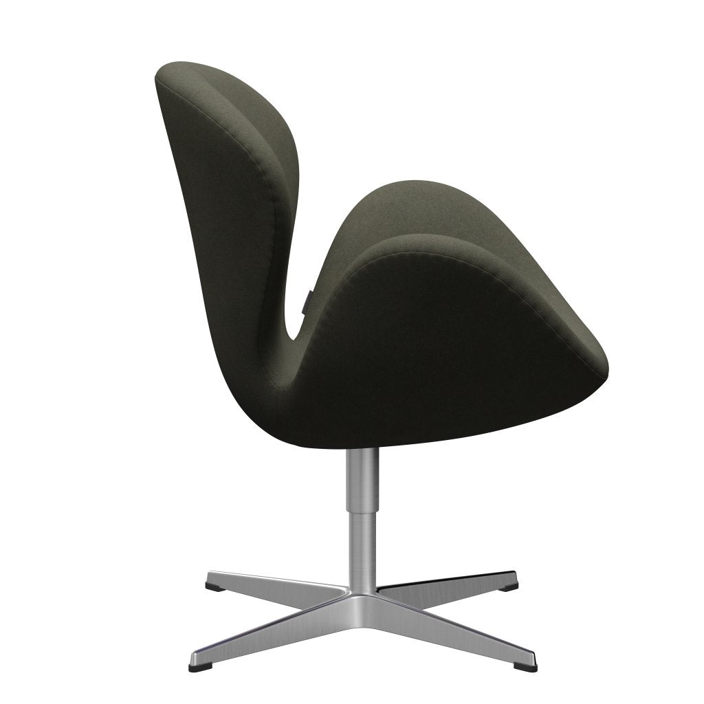 [product_category]-Fritz Hansen Swan Lounge Chair, Satin Brushed Aluminium/Divina Military Green-Fritz Hansen-3320-DIV944-SPAL-FRI-3