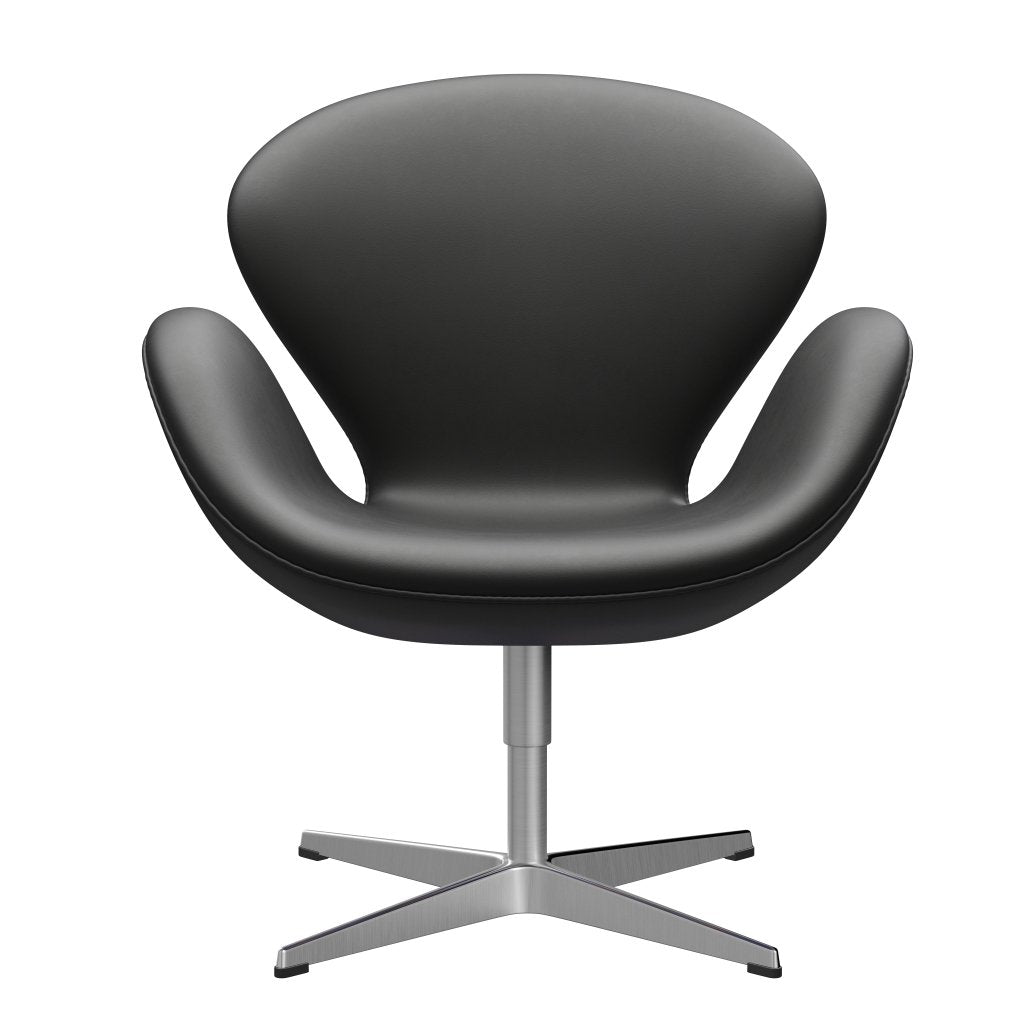 [product_category]-Fritz Hansen Swan Lounge Chair, Satin Brushed Aluminium/Essential Black-Fritz Hansen-3320-STBLA-SPAL-FRI-1
