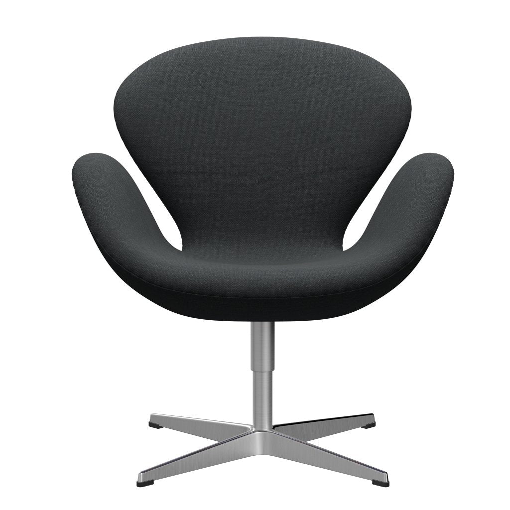 [product_category]-Fritz Hansen Swan Lounge Chair, Satin Brushed Aluminium/Fiord Dark Grey Multicoloured-Fritz Hansen-3320-FIO191-SPAL-FRI-1