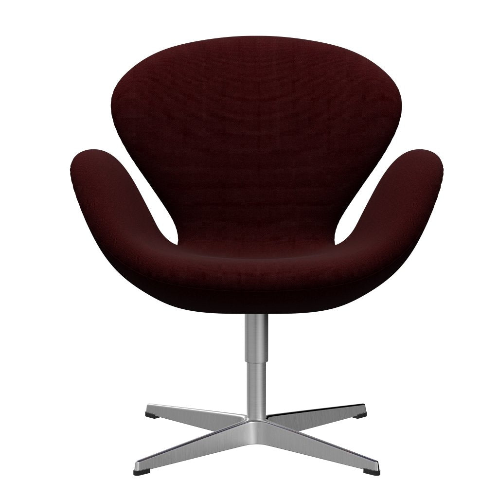[product_category]-Fritz Hansen Swan Lounge Chair, Satin Brushed Aluminium/Hallingdal Wine Red-Fritz Hansen-3320-HAL694-SPAL-FRI-1