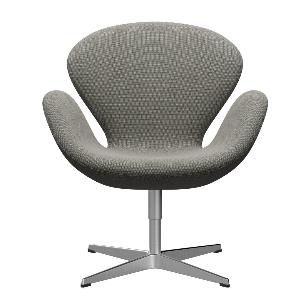 [product_category]-Fritz Hansen Swan Lounge Chair, Satin Brushed Aluminium/Re Wool Grey White/Plain-Fritz Hansen-3320-REW128-SPAL-FRI-1