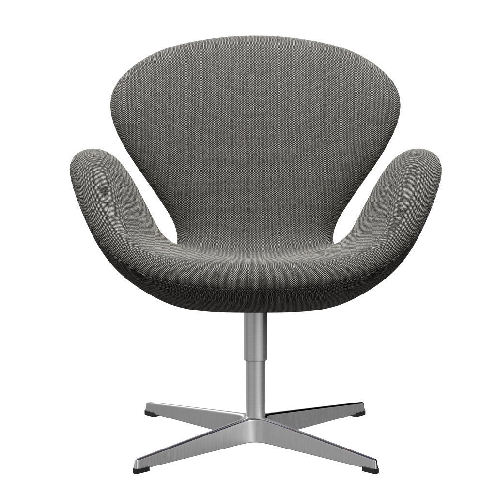 [product_category]-Fritz Hansen Swan Lounge Chair, Satin Brushed Aluminium/Steelcut Trio White/Black-Fritz Hansen-3320-STR124-SPAL-FRI-1
